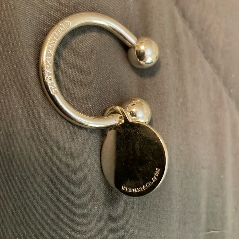 Vintage Tiffany & Co. 2001 Sterling Silver Key Ring with matching 2001 Charm